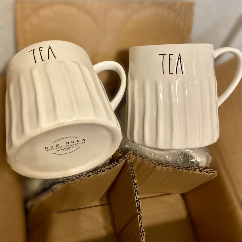 Rae Dunn 4pk TEXTURED STRIPE TEA MUG